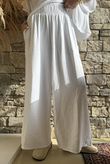Basso Shirring Wide Leg Pant White